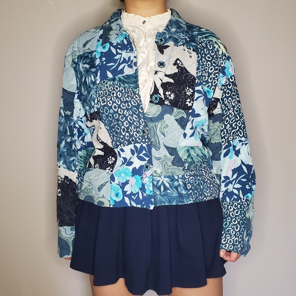 Casual Studio Blue Floral Patchwork Jacket - image 4